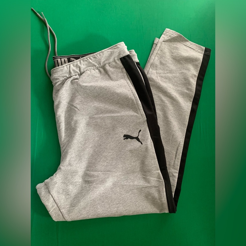 Puma Light Gray Joggers with Black Waistband